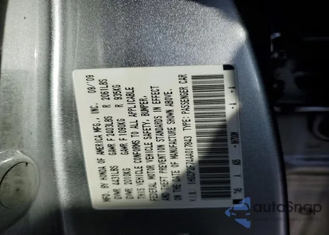2010 Honda Accord Ex z USA, uszkodzony, nr VIN 1HGCP2F74AA017843